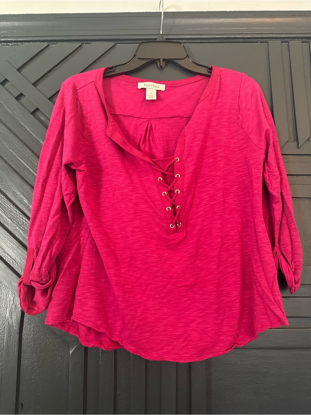 White House Black Market Hot Pink Lace-Up Top